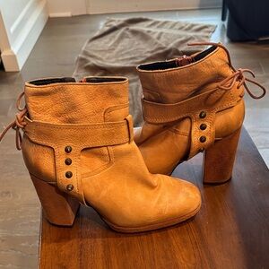 Free People Camel Leather Heeled Boots
